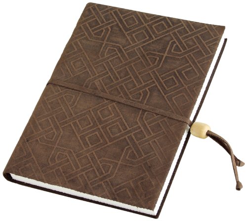 Amarcord Notizbuch aus gefettetem Leder, mit Prägung im Dedalus-Design und Holzperle als Verschluss von Independently Published