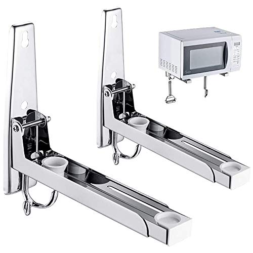 2 Stück Mikrowellenhalterung Wand aus Edelstahl, Universal Mikrowellen Halterung,Mit 2 Haken,Faltbare Mikrowelle Ständer Halter, für Mikrowelle, Backofen 2 Stück Mikrowellenhalterung Wand aus Edelstahl, Universal Mikrowellen Halterung,Mit 2 Haken,Faltbare Mikrowelle Ständer Halter, für Mikrowelle, Backofen von Amasawa