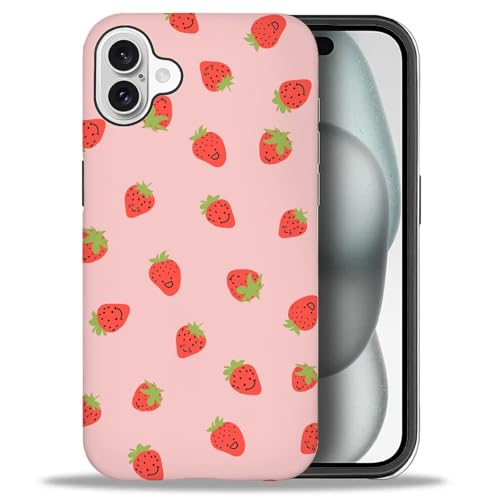Schutzhülle für iPhone 16, Rosa lächelnde Erdbeere, Fallschutz, weich, stoßfest, für Mädchen, Frauen, Jungen, Männer, Hülle für iPhone 16 Schutzhülle für iPhone 16, Rosa lächelnde Erdbeere, Fallschutz, weich, stoßfest, für Mädchen, Frauen, Jungen, Männer, Hülle für iPhone 16 von Amasnay