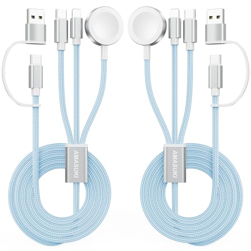 Amasuki 3-in-2-USB-C-Kabel für Armbanduhr, Ladegerät, Handy-Ladegerät, USB-C-Multi-Schnellladekabel, kompatibel mit Watch Ultra/SE/10/9/8/7/6/5/4/3/2/1 & Phone 16/15/14/Galaxy S23-4FT Amasuki 3-in-2-USB-C-Kabel für Armbanduhr, Ladegerät, Handy-Ladegerät, USB-C-Multi-Schnellladekabel, kompatibel mit Watch Ultra/SE/10/9/8/7/6/5/4/3/2/1 & Phone 16/15/14/Galaxy S23-4FT von Amasuki