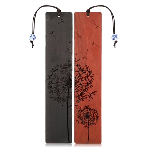 Amaxiu 2 Stück Holz Lesezeichen, Einzigartige Handgefertigte Holz Lesezeichen Im Vintage Stil 2er Pack Set Gravierte Bookmark mit Anhänger Für Männliche Und Weibliche Buchliebhaber (A) von Amaxiu