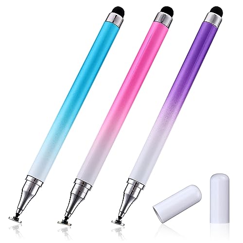 Amaxiu 2 in 1 Stylus Pens für Touchscreens, 3 Pcs Stylus Pencil mit transparenter Scheibe & Silikonspitze Hochempfindlicher Stylus Fine Point Stylus Pen Kompatibel (blau grün gelb) von Amaxiu