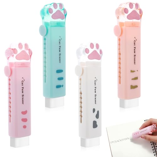 Amaxiu 4 Stück Würfel Radiergummis - Niedliche Katzenpfoten im Stift Stil, Verschiebbare Einziehbare Gummi Bleistiftstift zum Zeichnen - Push Pull Amaxiu 4 Stück Würfel Radiergummis - Niedliche Katzenpfoten im Stift Stil, Verschiebbare Einziehbare Gummi Bleistiftstift zum Zeichnen - Push Pull von Amaxiu