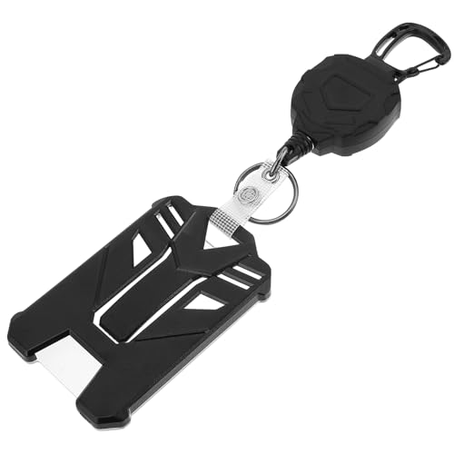 Amaxiu Einziehbarer Ausweishalter mit Karabiner Schlüsselanhänger, Robuster ID Kartenhalter mit 80cm Einziehbarer kartenhalter taktischer Abzeichenrollen Zubehör(Mit Clip) von Amaxiu