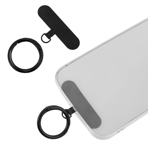 Amaxiu Handy Handykette Pads, 2 Stück Metall Handy Lanyard-Tabellen mit Edelstahl Feder Ring. Universelle robuste abnehmbare Ersatz Patches, kompatibel mit den meisten Smartphones (schwarz). von Amaxiu