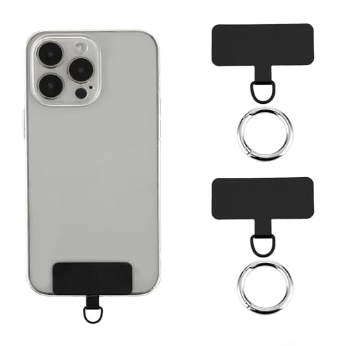 Amaxiu Handy Tether Tabs,2 Stück Universelle Galvanik Edelstahl Patches mit Metall Federverschluss Ring Handy Gurt Ersatzteil Kompatibel mit Smartphones In Vollständig Abdeckender Handyhülle(Schwarz) von Amaxiu