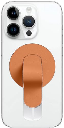Amayo - Handy Fingerhalter für Magsafe, Magnetische Fingerhalterung Griff Magnet Halter Smartphone Ständer für iPhone 14, 13, 12 Pro Max, Samsung, Huawei, Zubehör für Magsafe (Hellbraun/Orange) von Amayo