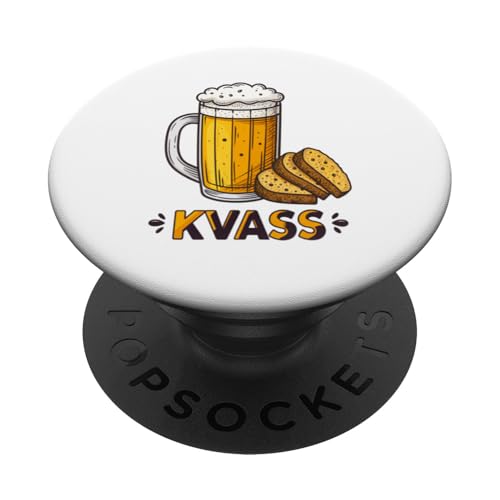 Erfrischendes Kwas-Getränk mit Brot-Illustration PopSockets Klebender PopGrip Erfrischendes Kwas-Getränk mit Brot-Illustration PopSockets Klebender PopGrip von Amazing Drink Designs Co.
