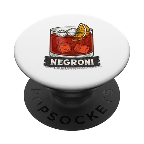 Klassische Negroni-Cocktail-Illustration mit Orangenscheibe PopSockets Klebender PopGrip Klassische Negroni-Cocktail-Illustration mit Orangenscheibe PopSockets Klebender PopGrip von Amazing Drink Designs Co.