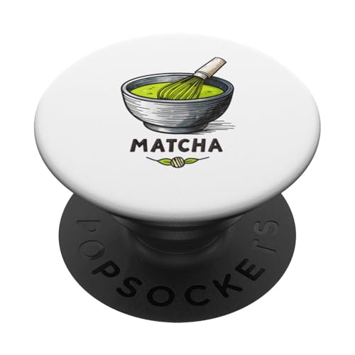 Lebendige Matcha-Teeschale mit Schneebesen PopSockets Klebender PopGrip Lebendige Matcha-Teeschale mit Schneebesen PopSockets Klebender PopGrip von Amazing Drink Designs Co.