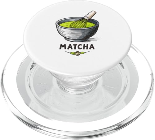 Lebendige Matcha-Teeschale mit Schneebesen PopSockets PopGrip für MagSafe Lebendige Matcha-Teeschale mit Schneebesen PopSockets PopGrip für MagSafe von Amazing Drink Designs Co.