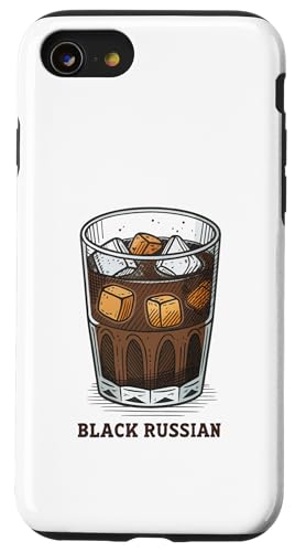 Schwarze russische einzigartige Getränke-Illustration für Enthusiasten Hülle für iPhone SE (2020) / 7 / 8 von Amazing Drink Designs Co.