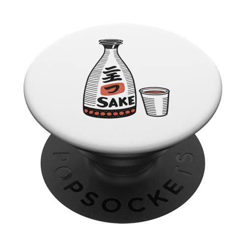 Traditionelle japanische Sake-Flasche und -becher PopSockets Klebender PopGrip von Amazing Drink Designs Co.