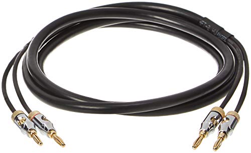 Amazon Basics 16AWG Lautsprecherkabel mit vergoldeten Bananenspitzen (4 mm) – CL2 – 99,9 % sauerstofffrei – 1.8 m (6 Fuß), Schwarz von Amazon Basics