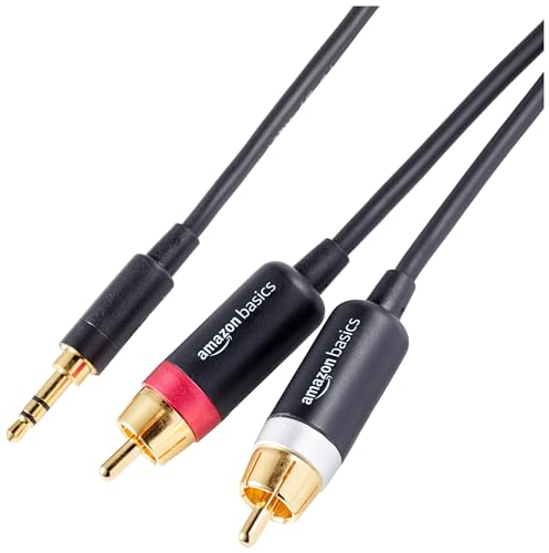 Amazon Basics 3,5-mm Auxiliary Klinkensteck auf RCA Audiokabel, 2 RCA Stecker, 15ft (4.6 m), Schwarz von Amazon Basics