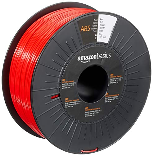 Amazon Basics 3D-Drucker-Filament aus ABS-Kunststoff, 1.75 mm, Rot, 1-kg-Spule von Amazon Basics
