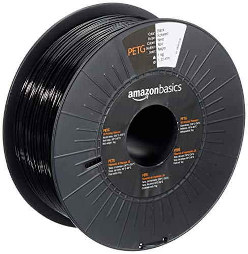 Amazon Basics 3D-Drucker-Filament aus PETG-Kunststoff, 1.75 mm, Schwarz, 1-kg-Spule von Amazon Basics