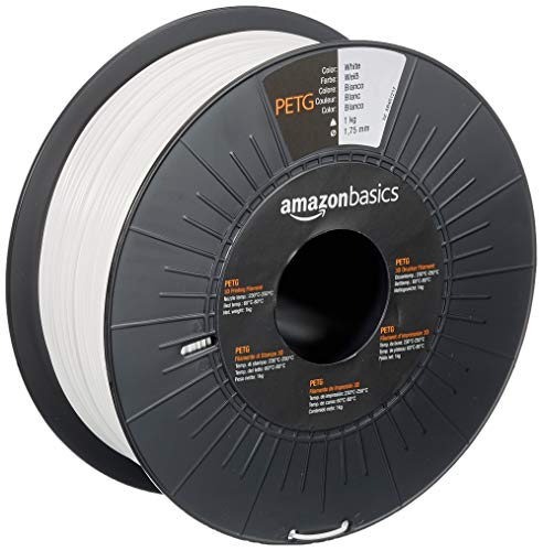 Amazon Basics 3D-Drucker-Filament aus PETG-Kunststoff, 1.75 mm, Weiß, 1-kg-Spule von Amazon Basics