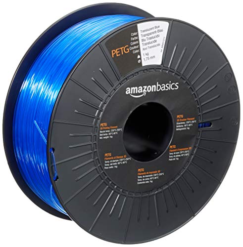 Amazon Basics 3D-Drucker-Filament aus PETG-Kunststoff, 1.75 mm, durchscheinendes Blau, 1-kg-Spule von Amazon Basics