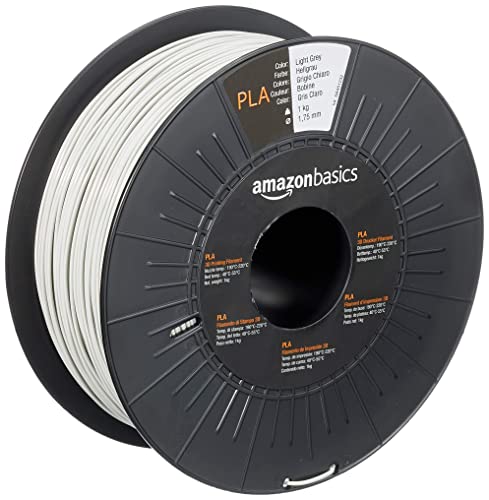Amazon Basics 3D-Drucker-Filament aus PLA-Kunststoff, 1.75 mm, Hellgrau, 1-kg-Spule von Amazon Basics