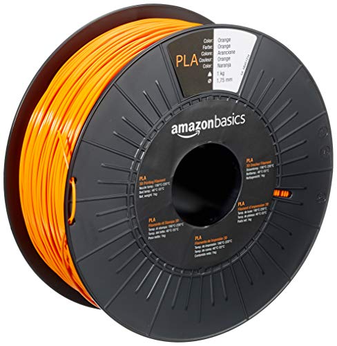 Amazon Basics 3D-Drucker-Filament aus PLA-Kunststoff, 1.75 mm, Orange, 1-kg-Spule von Amazon Basics