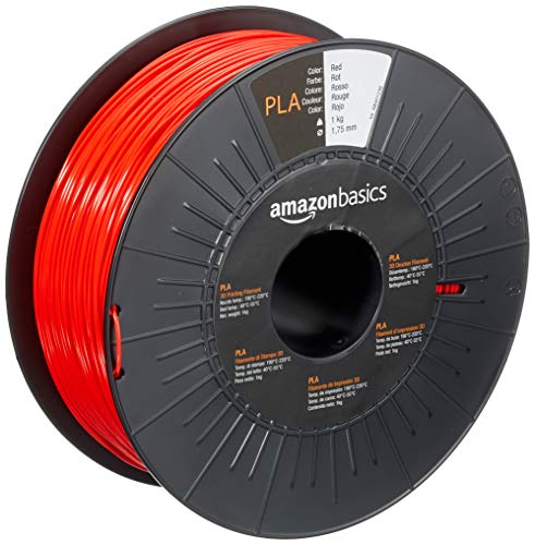 Amazon Basics 3D-Drucker-Filament aus PLA-Kunststoff, 1.75 mm, Rot, 1-kg-Spule von Amazon Basics