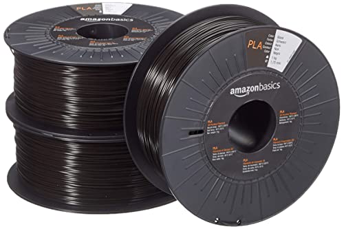 Amazon Basics 3D-Drucker-Filament aus PLA-Kunststoff, 1.75 mm, Schwarz, 1 kg pro Spule, 3 Stück von Amazon Basics