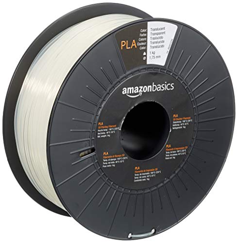 Amazon Basics 3D-Drucker-Filament aus PLA-Kunststoff, 1.75 mm, durchscheinend, 1-kg-Spule von Amazon Basics