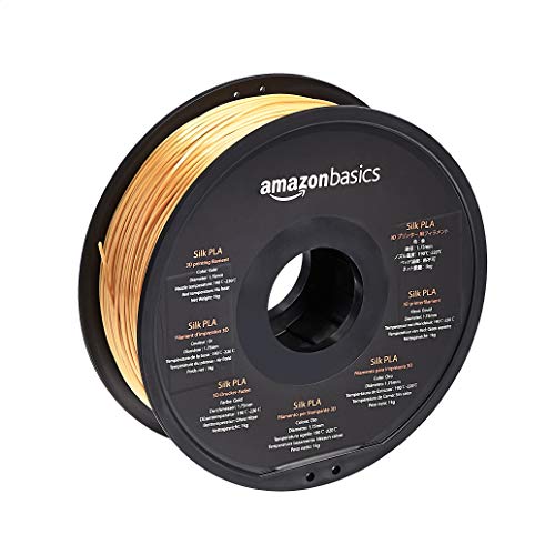 Amazon Basics 3D-Drucker-Filament aus SILK-PLA-Kunststoff, 1.75 mm, 1-kg-Spule, Goldfarben (Seideneffekt) von Amazon Basics