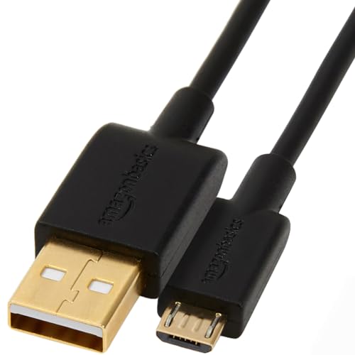 Amazon Basics 7A82V4 Verbindungskabel, USB 2.0, USB-A Stecker auf Micro USB B-Stecker (1 Stück), 0.9 m, Schwarz von Amazon Basics