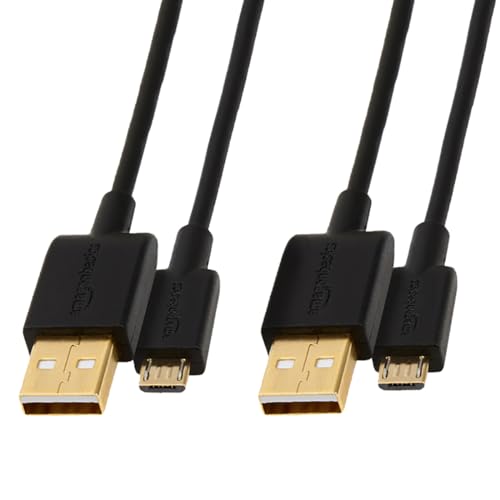 Amazon Basics 7WXKV4 Verbindungskabel, USB 2.0, USB-A Stecker auf Micro USB B-Stecker (2 Stück), 1.8 m, Schwarz von Amazon Basics