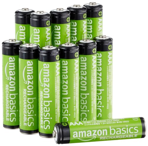Amazon Basics AAA-Batterien, wiederaufladbar, 800 mAh, vorgeladen, 12 Stück von Amazon Basics