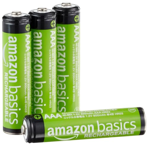 Amazon Basics AAA-Batterien, wiederaufladbar, vorgeladen, NiMh, 4 Stück , (Aussehen kann variieren) von Amazon Basics