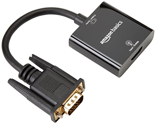 Amazon Basics Adapter für HDMI-Buchse auf VGA, mit 3,5-mm-Audioanschluss, Schwarz von Amazon Basics