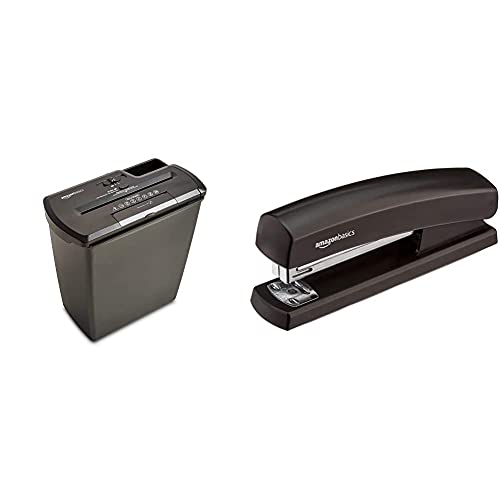Amazon Basics Aktenvernichter, 7-8 Blatt, Streifenschnitt, CD-Schredder & Heftgerät mit 1.000 Heftklammern, Schwarz Amazon Basics Aktenvernichter, 7-8 Blatt, Streifenschnitt, CD-Schredder & Heftgerät mit 1.000 Heftklammern, Schwarz von Amazon Basics