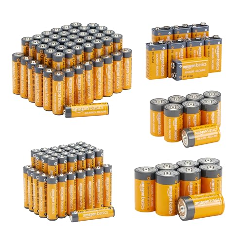 Amazon Basics Alkaline-Batterien, Super-Vorteilspack, 48 x AA + 36 x AAA + 8 x C + 8 x D + 8 x 9 Volt, 108 Stück von Amazon Basics