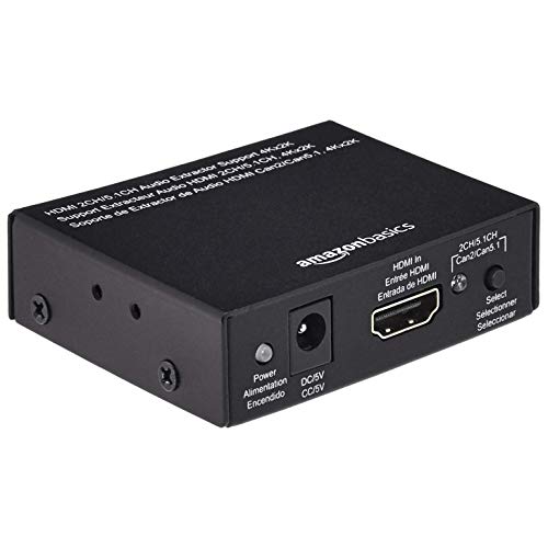 Amazon Basics Audio-Extractor-Konverter, HDMI auf HDMI + Audio (SPDIF + RCA Stereo), Schwarz von Amazon Basics