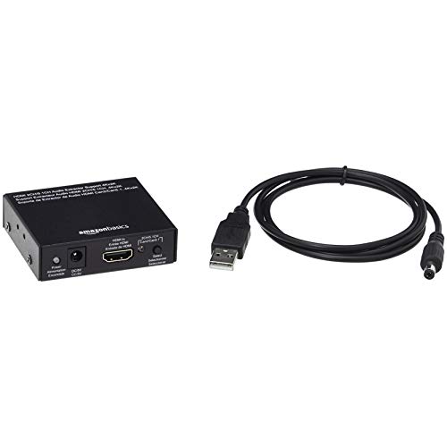 Amazon Basics Audio-Extractor-Konverter, HDMI auf HDMI + Audio (SPDIF + RCA Stereo), Schwarz von Amazon Basics