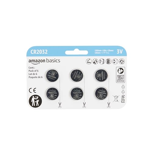 Amazon Basics CR2032 Lithium-Knopfzellenbatterie, langanhaltende Leistung, frei von Quecksilber, 3 V, 6 Stück von Amazon Basics
