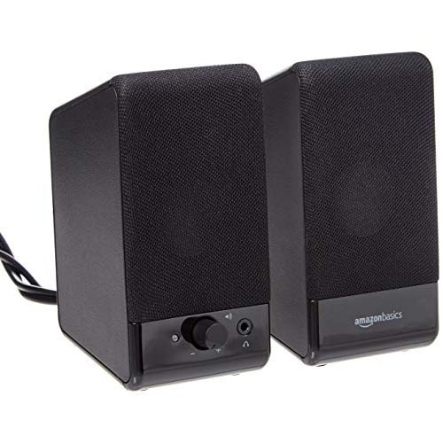 Amazon Basics Computer-Lautsprecher für Schreibtisch-PC oder Laptop , USB-Betrieb, Schwarz, 7,1 x 8,1 x 13,4 cm von Amazon Basics