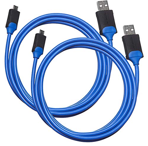 Amazon Basics Controller-Ladekabel Micro USB auf USB Type A für die PlayStation 4, 2 Stück, 1.82 m, Blau von Amazon Basics