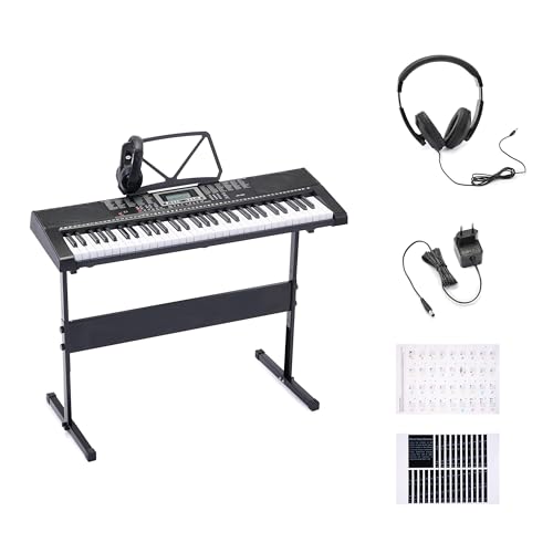 Amazon Basics Digitalpiano, Keyboard, tragbar, 61 Tasten, integrierte Lautsprecher und Songs, EU-Stecker, 93 x 30.4 x 9.32 cm, Schwarz von Amazon Basics