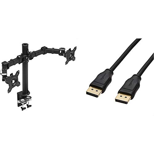 Amazon Basics - Doppel-Monitorständer, höhenverstellbar, Stahl & Verbindungskabel, DisplayPort auf DisplayPort, 1,8 m von Amazon Basics