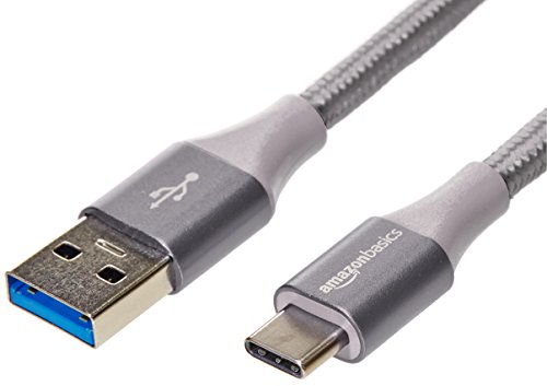 Amazon Basics Doppelt geflochtenes Nylon USB-C auf USB-A 3.1 Gen 2-Kabel (USB-IF-zertifiziert), unterstützt hohe Datenübertragung bis zu 10 Gbit/s (0.9 m /3 Fuß, dunkelgrau) von Amazon Basics