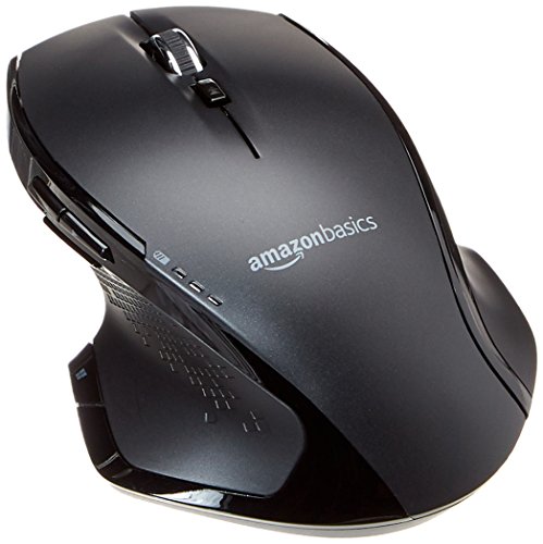 Amazon Basics - Ergonomische kabellose Maus mit Schnell-Scrolling, normale Größe, Schwarz von Amazon Basics