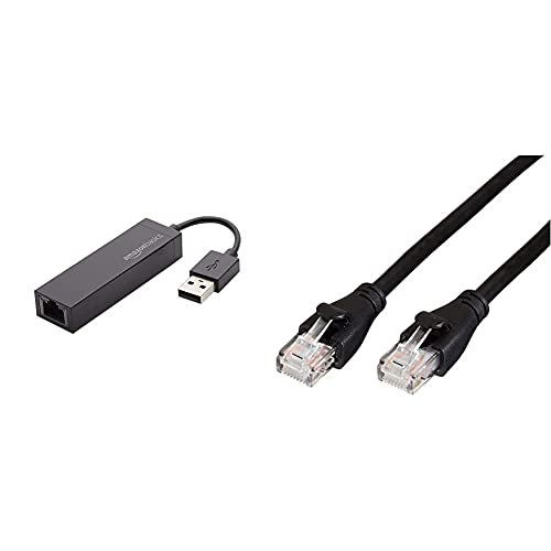 Amazon Basics Ethernet-LAN-Netzwerkadapter, USB 2.0, 10/100 Mbit/s & Ethernet-Netzwerkkabel, RJ45, Cat6, 1,5 m, 1.000Mbit/s von Amazon Basics