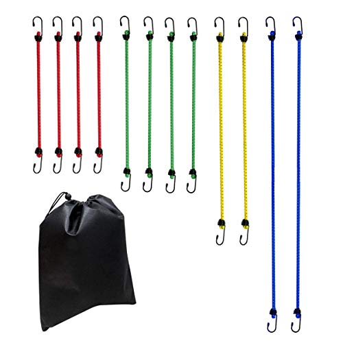 Amazon Basics Gummizüge, extra strapazierfähig, verschiedene Längen, (88cm, 59cm, 46cm, 38cm) 12 Stück, mehrfarbig von Amazon Basics