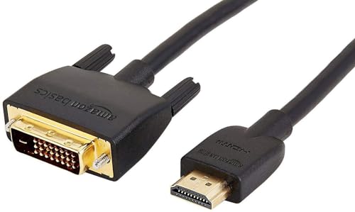Amazon Basics HDMI A -zu-DVI-Adapterkabel, 1.8 m, Nicht für den Anschluss an SCART- oder VGA-Anschlüsse, Schwarz von Amazon Basics