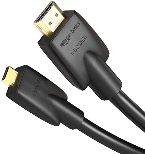 Amazon Basics Hochgeschwindigkeits-HDMI-Kabel, Typ Micro-HDMI auf HDMI D, HDMI-Standard 2.0, 0.9 m, Monitor, Schwarz von Amazon Basics