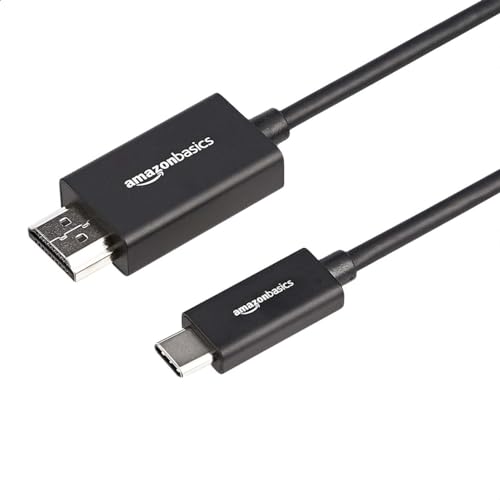 Amazon Basics Hochwertiges Adapterkabel USB-C auf HDMI, Aluminium, Thunderbolt-3-kompatibel, 4K bei 60 Hz, 1.8 m, Schwarz von Amazon Basics